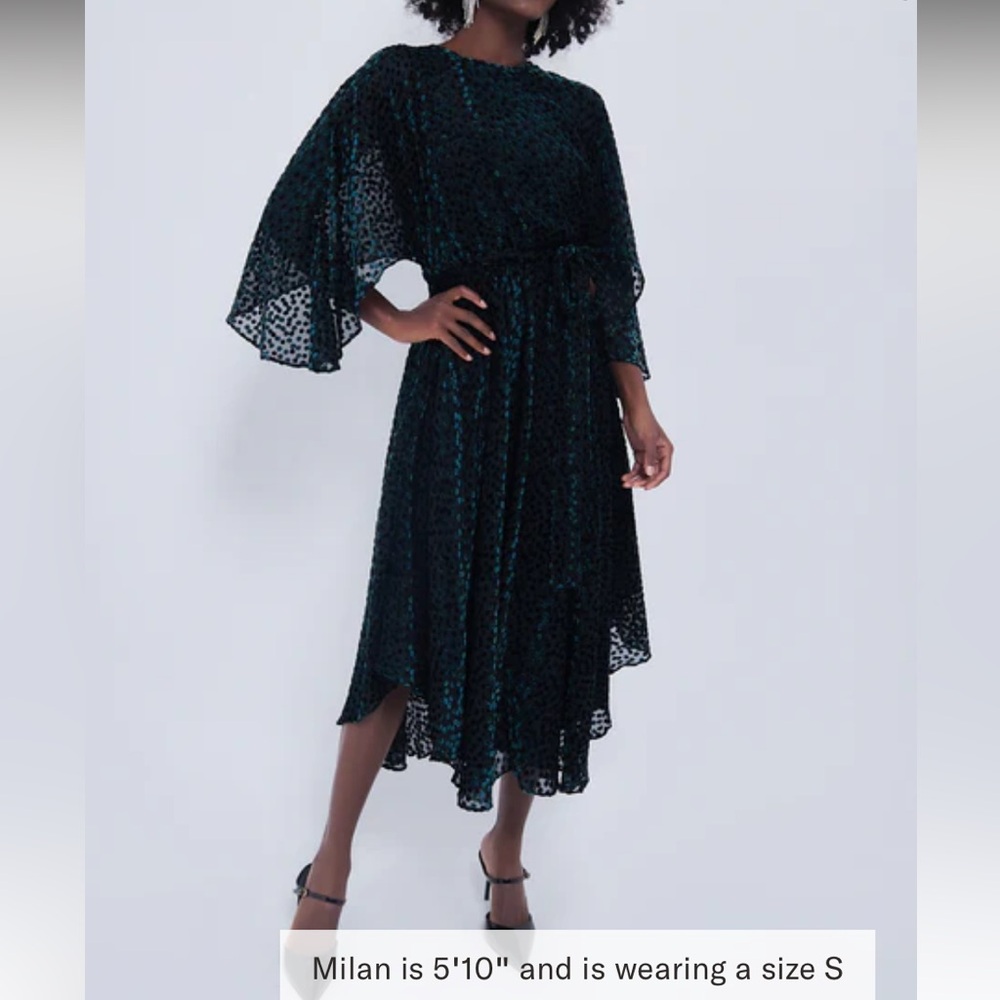 Black Flock Dot Velvet Katrina Dress